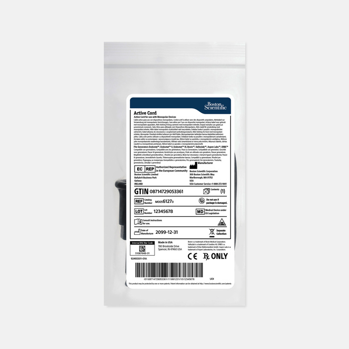 Active Cord, Fits Endostat™, Endostat II and Endostat III Generators, Bovie™, Valleylab™, Aspen Labs™, and ERBE™ Brand Generators